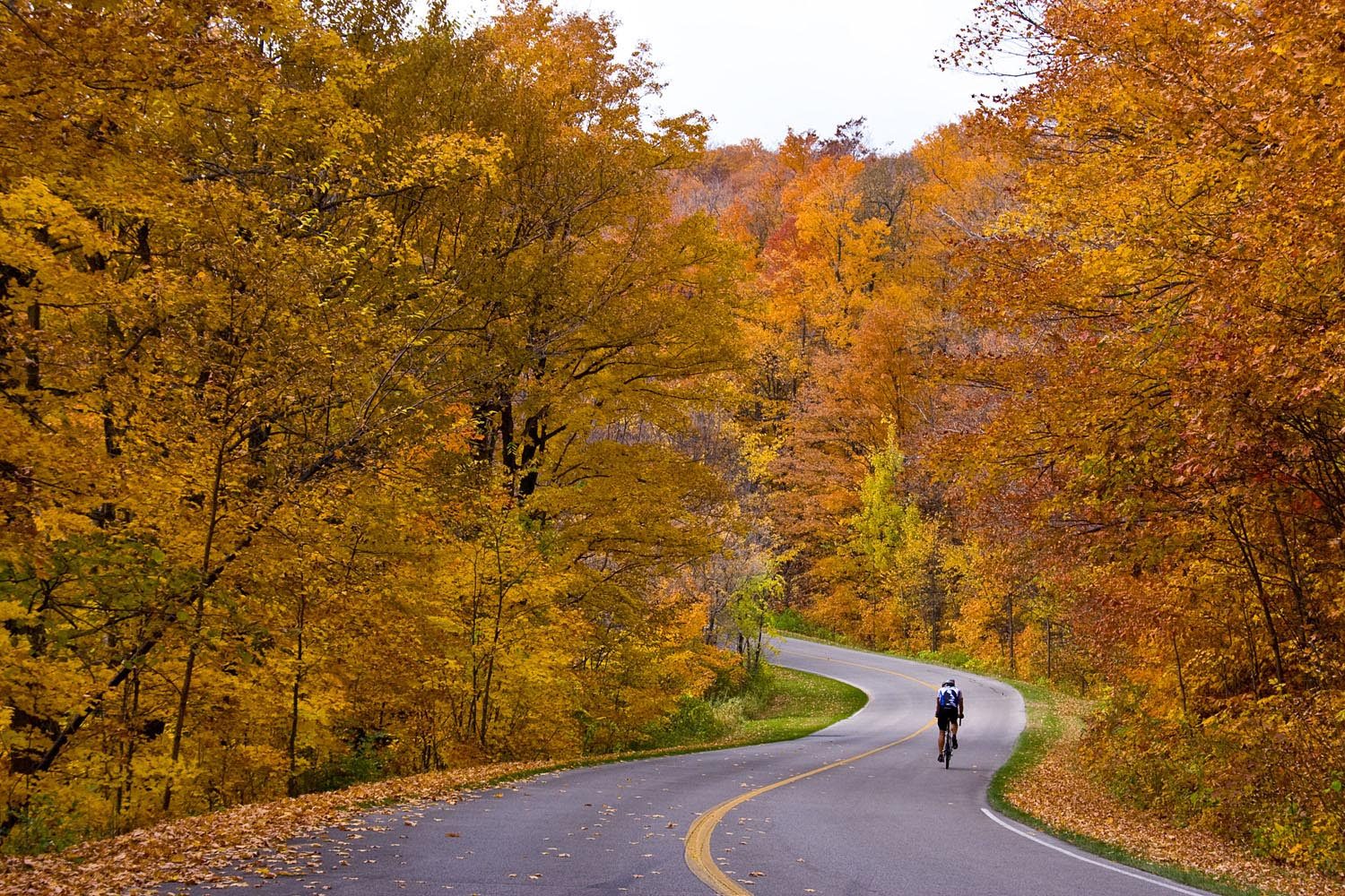 blue ridge parkway cycling in fall
