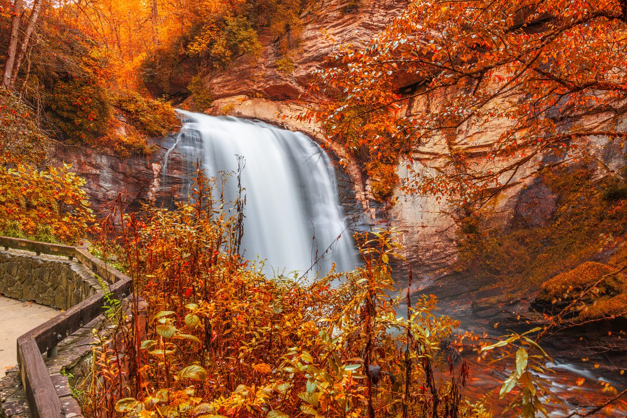 Looking Glass Falls in Pisgah National Forest, North Carolina, USA with